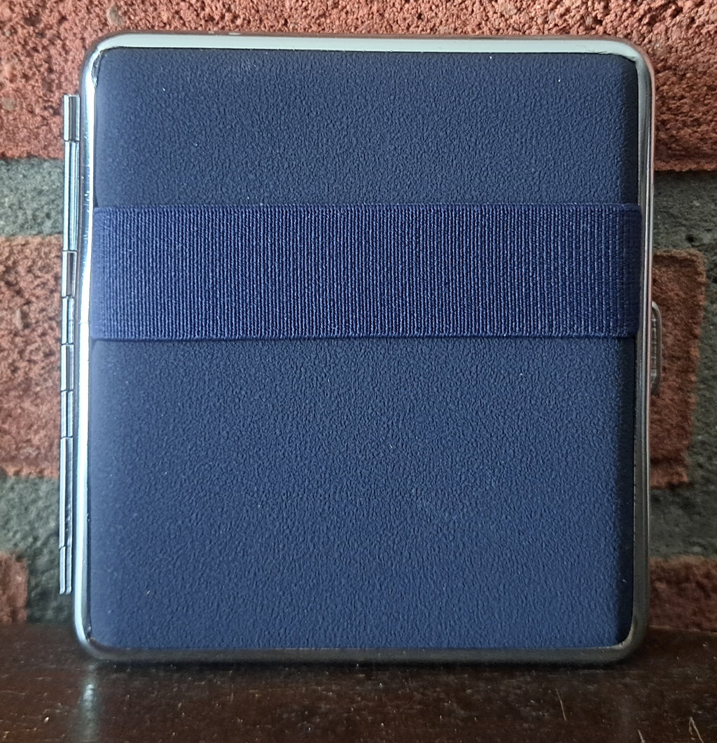 Luxe sigarettendoos met rubber band -20 sigaretten - blauw