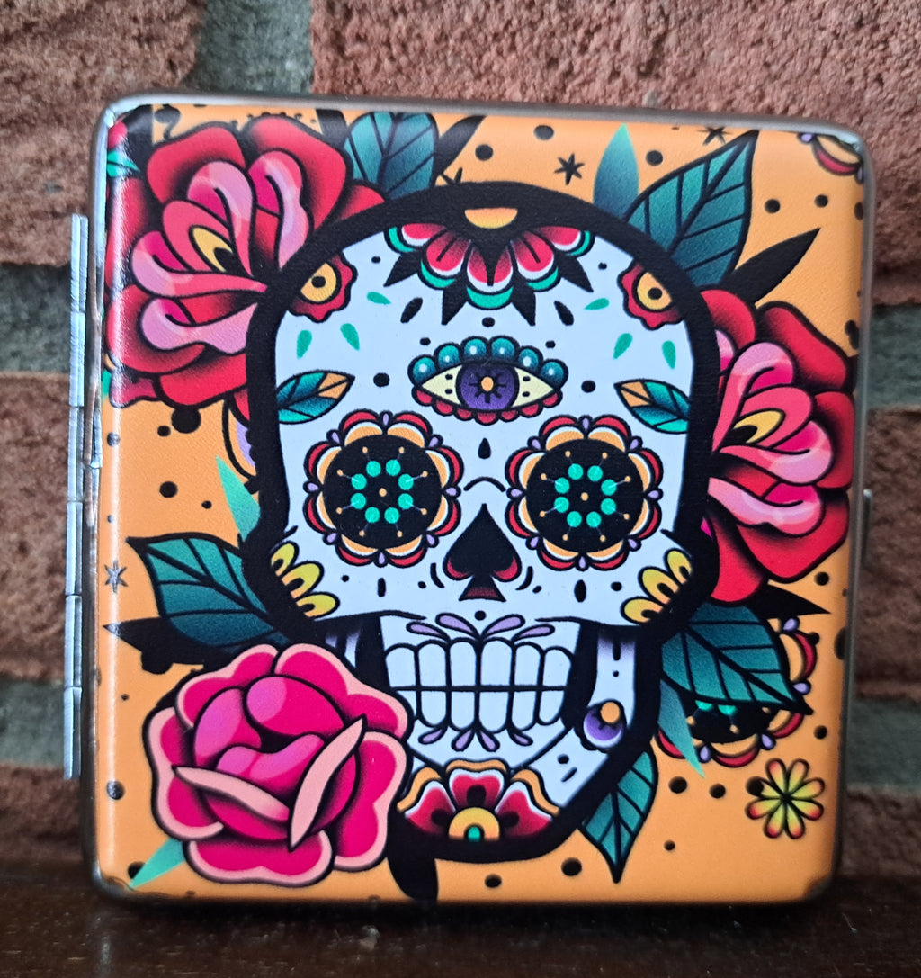 Champ sigarettenkoker skulls & flower - 20 sigaretten - oranje