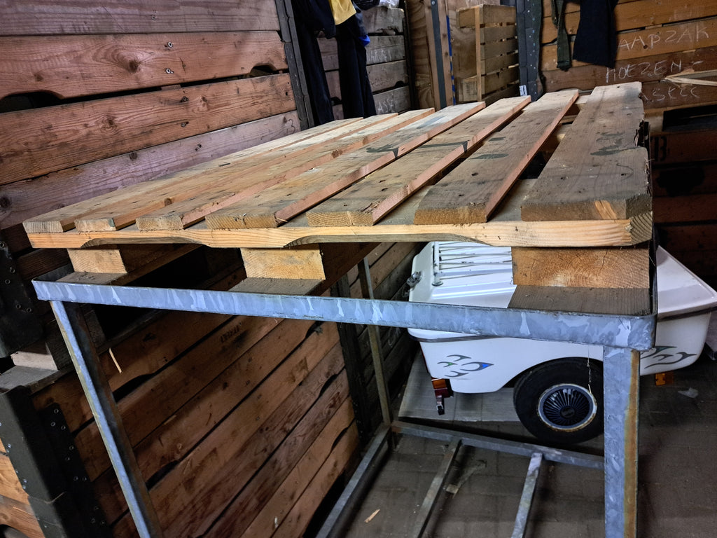 Metalen stapelrek/transportbok in pallet formaat