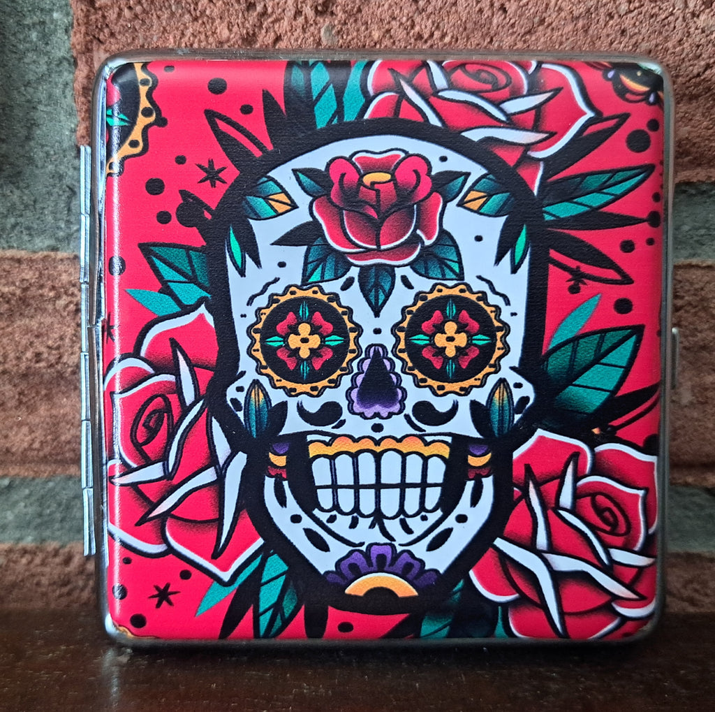 Champ sigarettenkoker skulls & flower - 20 sigaretten - rood
